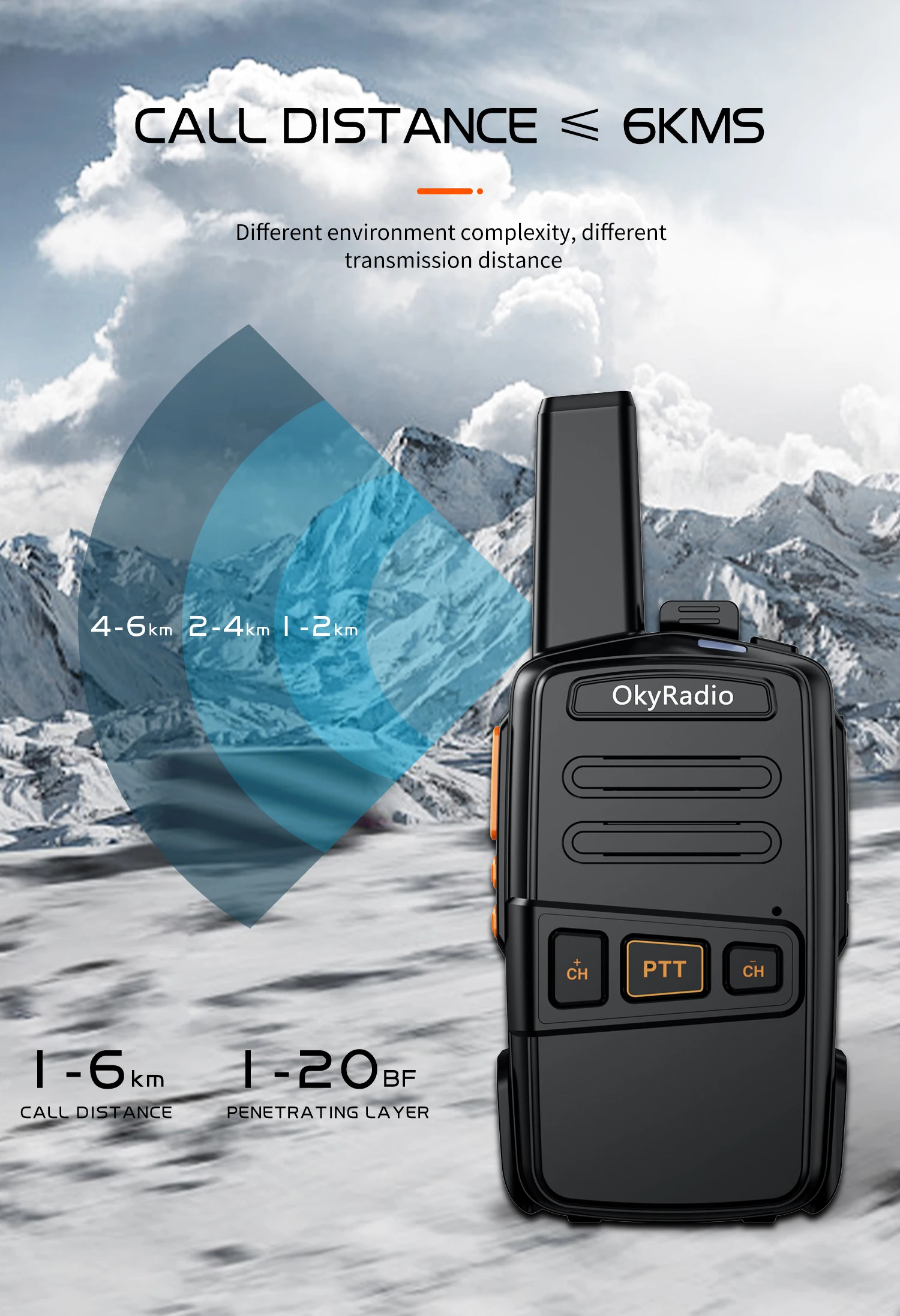 walkie talkie online 2022 hot sale 4800mah okyRadio 5w portable waterproof walkie-talkie 6km call distance suitable for hotel construction sites etc best two way radios