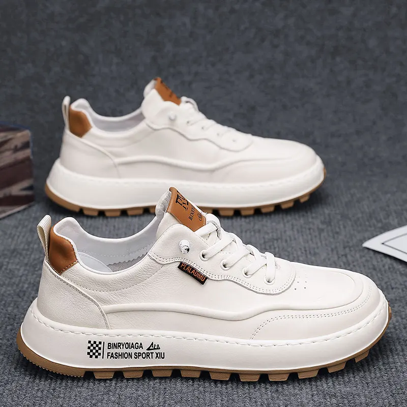 أحذية رياضية غير رسمية للرجال من الجلد الطبيعي ، م...