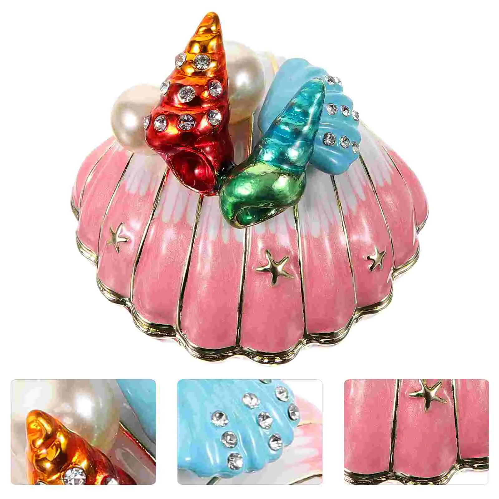 

Shell Storage Box Jewelry Holder Case Organizer Boxes Sundries Bracelets Jewlery Ocean Earring Decorative