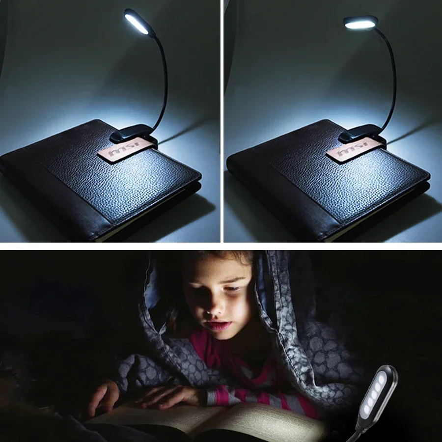 Mini LED Book Lamp Portable Clip-On Table Lamp Adjustable Eye Protection Battery Powered Study Reading night light book light