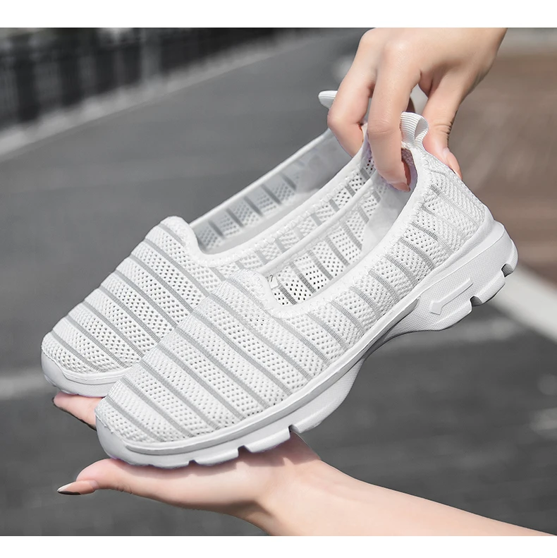 STRONGSHEN Women's Summer Sneakers Slip On Flat Shoe Women's Fashion Casual Loafers Walking Shoe Outdoor Mesh Soft Bottom Sports