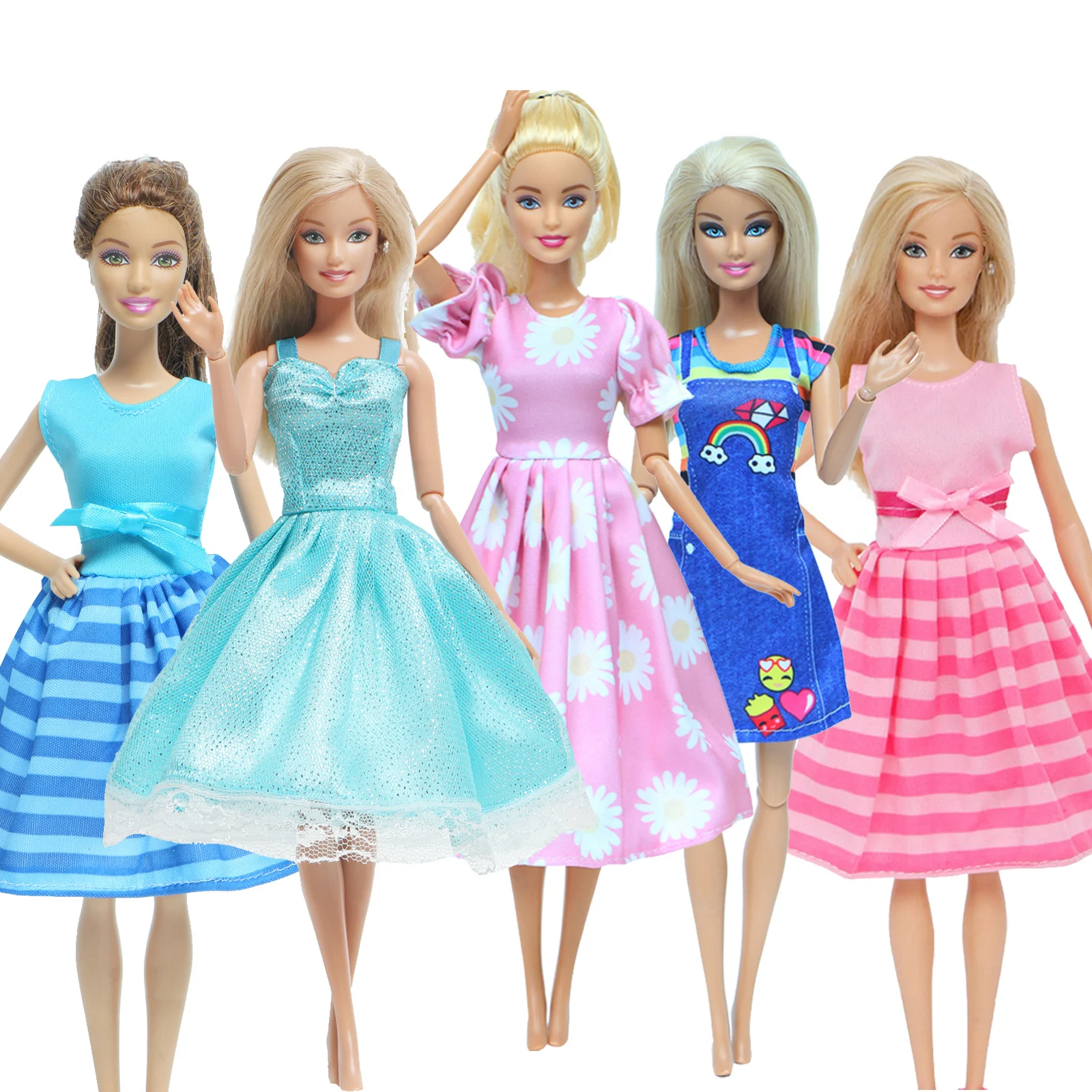Fashion Doll Dress 5 Set Handmade Lace Mini Party Gown Wedding Wear Skirt Clothes for Barbie Doll Accessories Kids Gift barbie doll clothes doll clothes doll accessories doll clothes accessories