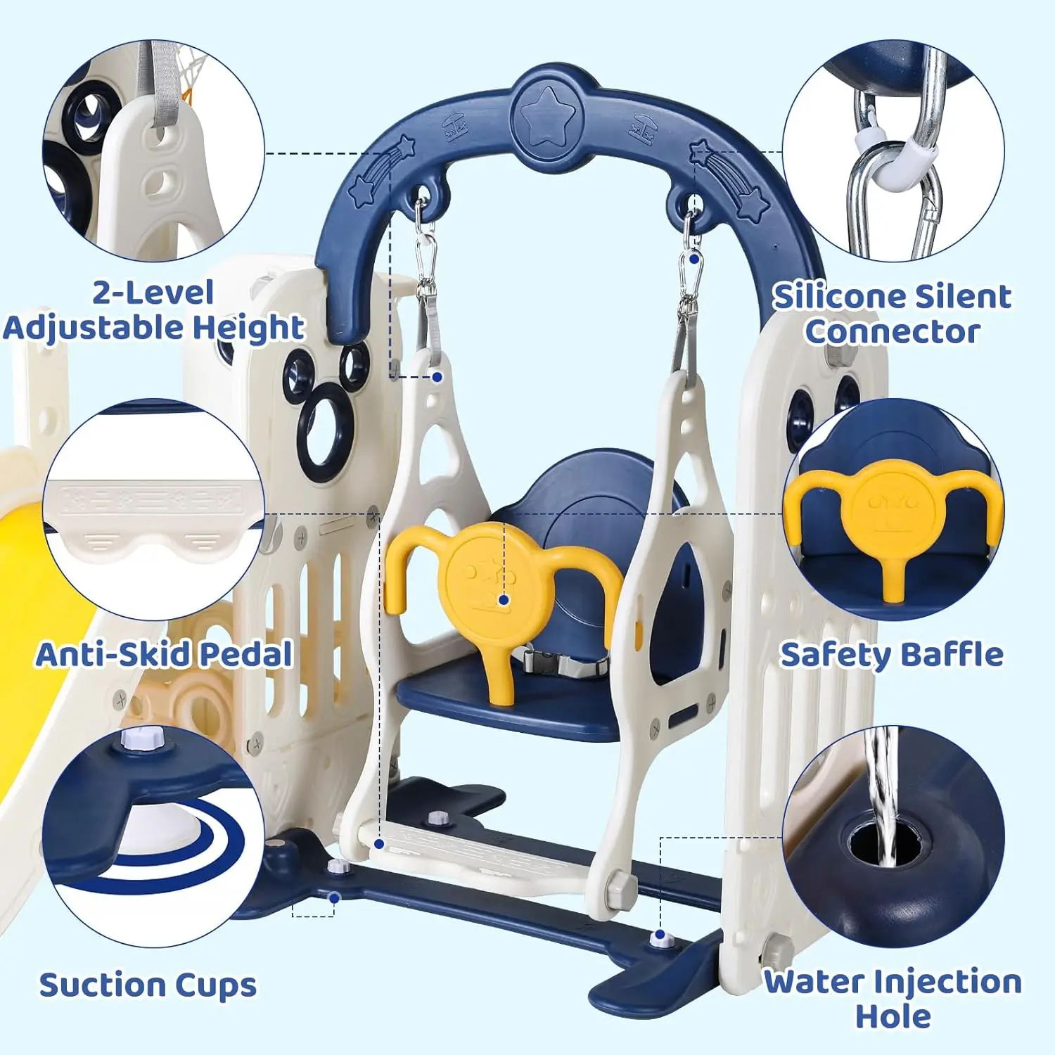 6-in-1 Toddler Slide & Swing Playset 5