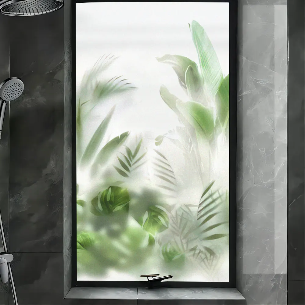 Window Privacy Film Hazy Plant Pattern Privacy Window Film PVC Glass Door Decorative Frosted Anti UV No Glue Static Cling Glass Window Sticker window film,window privacy film,window sticker