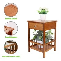 2-уровневая прикроватная тумбочка, бамбуковый диван, журнальный столик с выдвижным ящиком, полка для хранения растений — изображение 5