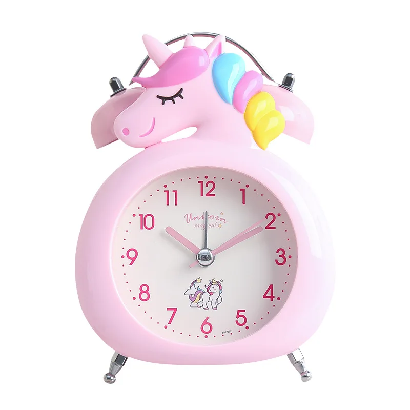 

Unicorn Alarm Clock Bedroom Mini Small Snooze Clock Mute Lazy Electronic Clock Night Light Desktop Clocks Gifts for Children