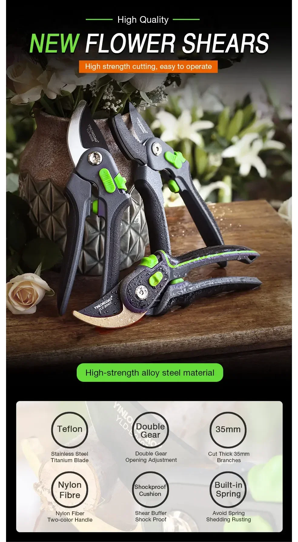 Description Picture 2 of itemGarden Pruning Shear Tools Labor Saving Scissors Multifunctional Gardening Plant Sharp Branch Pruners Protection Hand Durable