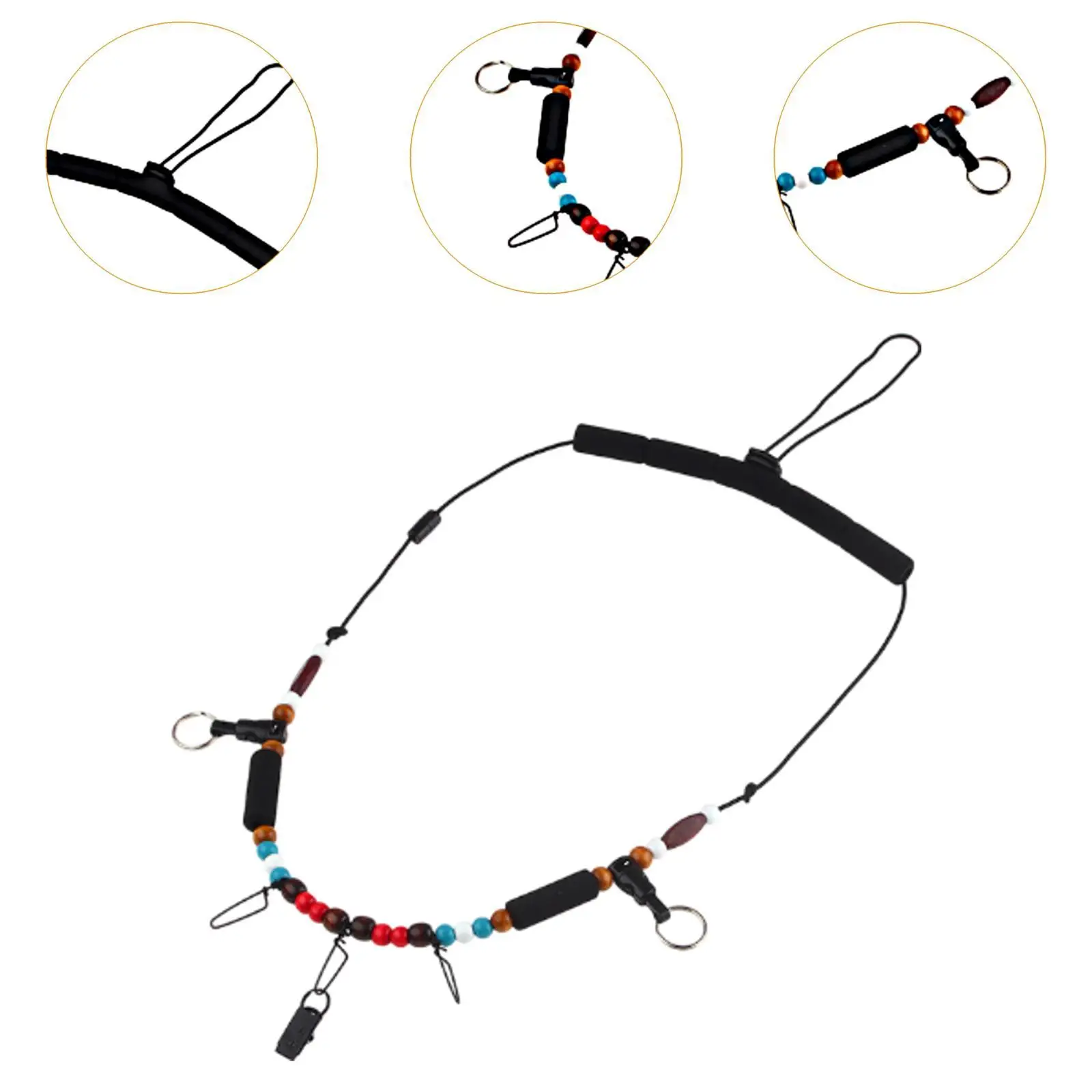 Fly Fishing Necklace Tackle Lanyard Wood Foam Material Fishing Organizer Neck Strap for Carp Fishing Adventure