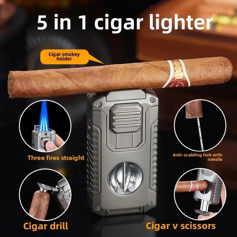 Portable Multi-function Jet Lighter with V-shaped Cigar Cutter 5