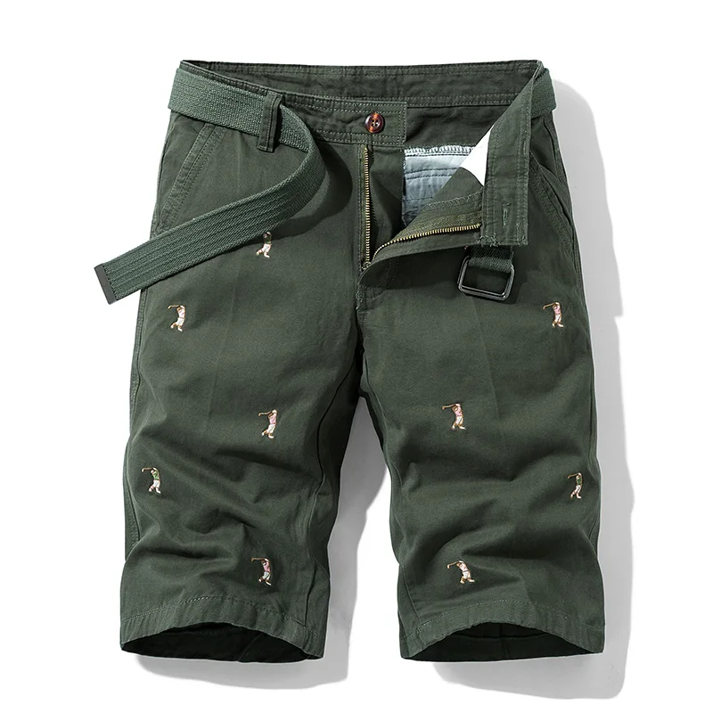 2024 Summer New Cargo Shorts Men's Fashion Fashion Brand Embroidered Pants Loose Straight Casual All-Match Beach Shorts