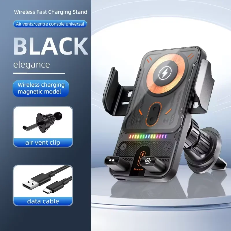 Universal Car Air Vent Phone Holder with 15W Wireless Fast Charging and Electric Rotating Feature