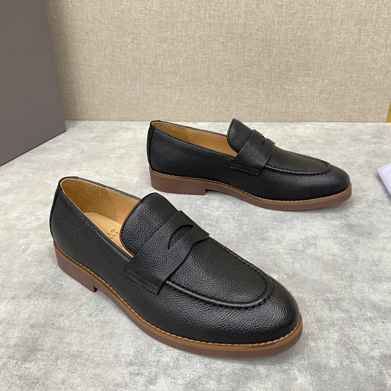 

Men's Black Calfskin Leather Penny Loafers Luxury Designer Classic Timeless Summer Casual Shoe Business Slip-on Shoes