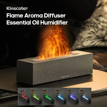 KINSCOTER Flame Aroma Diffuser Air Humidifier Ultrasonic Cool Mist Maker Fogger LED Essential Oil Lamp Realistic Fire Difusor 1
