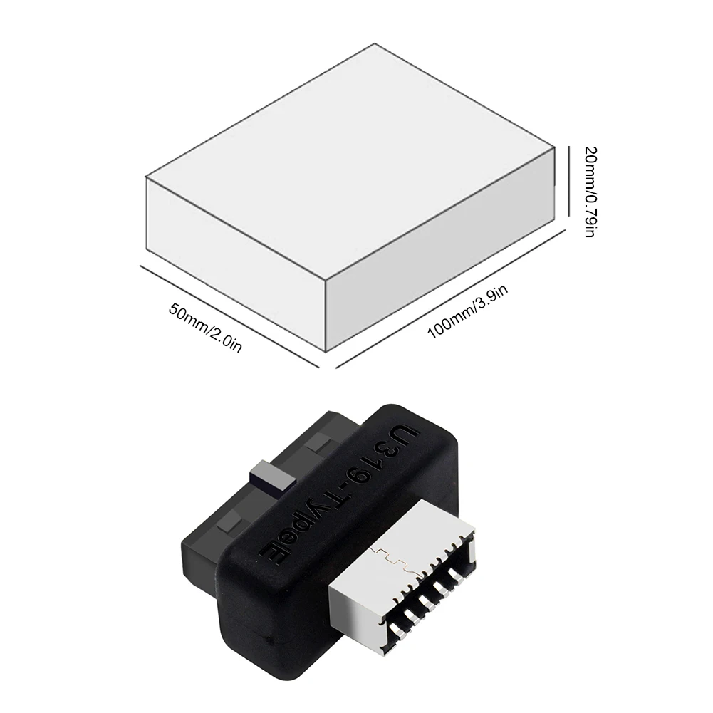 마더보드 USB 헤더 어댑터, 내부 헤더-E 타입 어댑터 커넥터, 19 핀, 20 핀-E 타입, 90 도 변환기