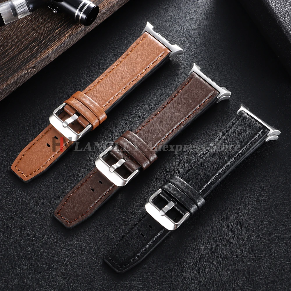 Premium Leather Watch Strap - Black Brown Wrist Band with Quick Release