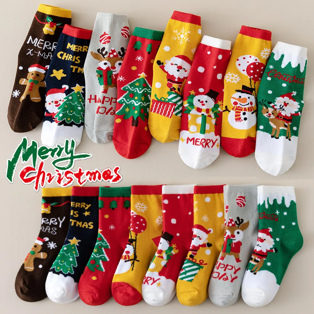 Festive Cartoon Christmas Socks - 4 Pairs