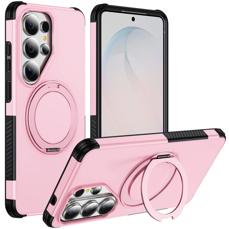 Magnetic Anti-Fall 360° Rotation Stand Protective Case - Durable PC + TPU Cover with Metal Stand
