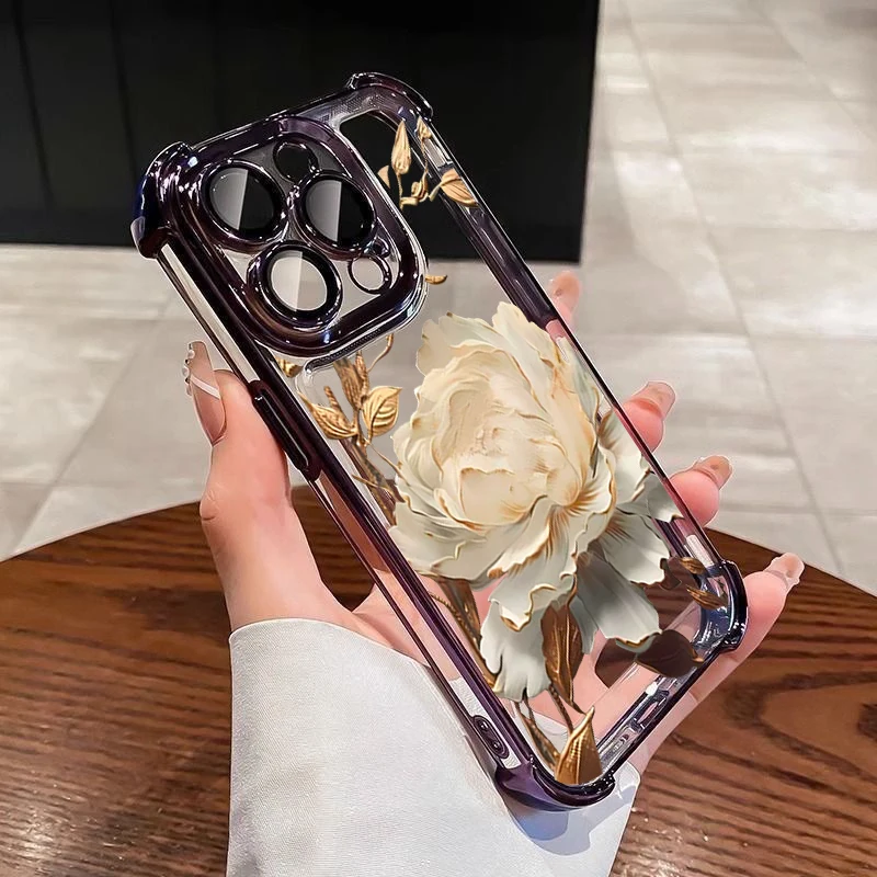 White Lotus Flower Plating Phone Case