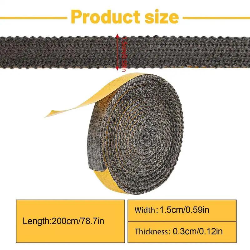 Fireplace Seal Rope Self-Adhesive Fiberglass Sealing Tape Temperature Resistant Furnace Stoves Door Gasket Cord