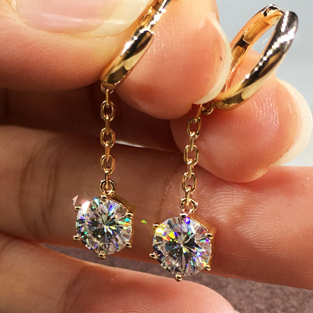 New Fashion Unique Personality Shiny Simple Love Tassel Peach Heart Earrings Party Jewelry Exquisite Gift Wholesale