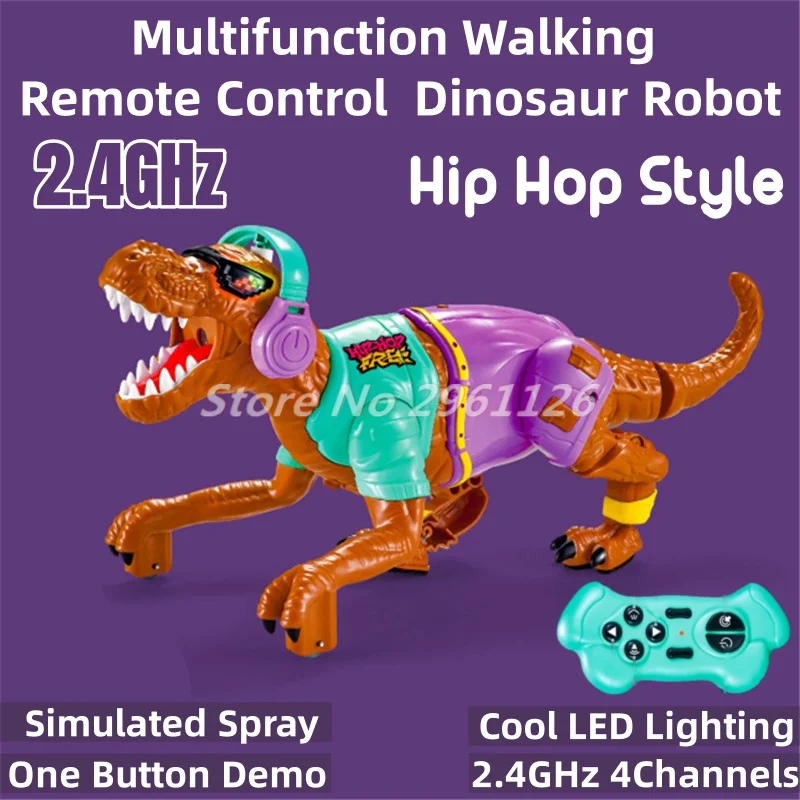 Telecomando Elettrico Multifunzione Walking Dinosaur Robot 2.4G Simula Spary Led Lighting Hip Hop Style Rc Dinosaur Kids Toy
