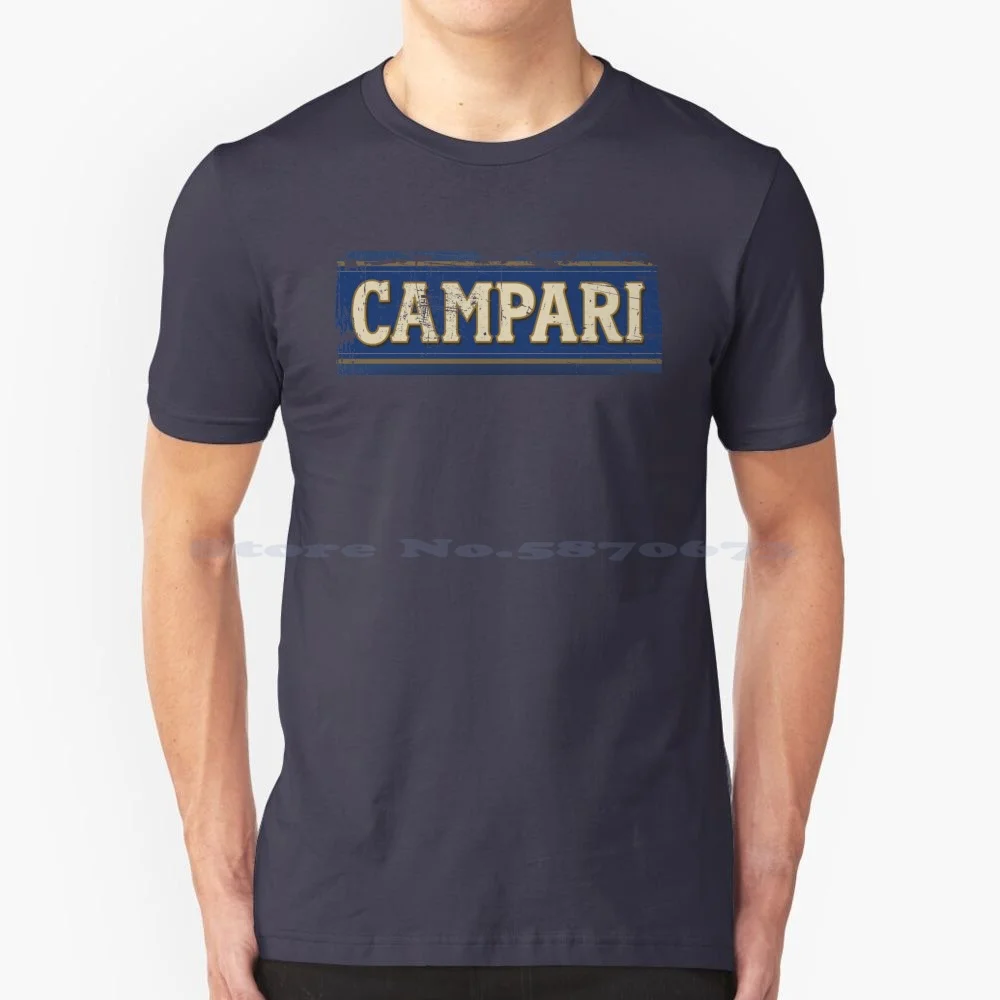 Campari Monogram Distressed Design Tipo 2 T-Shirt 100% Cotone Tee Campari Logo Cocktail Vintage Italia Vermouth Exotor