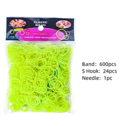 Vibrant Elastic Rubber Loom Bands Kit for Kids - DIY Crafting and Jewelry Making Supplies (600 Pieces) (Fluorescent Yellow)