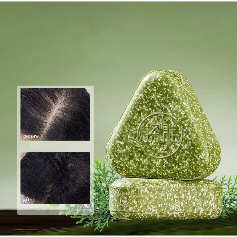 Shampoo Solido Naturale Usman Grass Platycladus alle Erbe per la Crescita dei Capelli, Trattamento Anticaduta, Rinforza le Radici, Controlla il Sebo, Purifica il Cuoio Capelluto - immagine 2