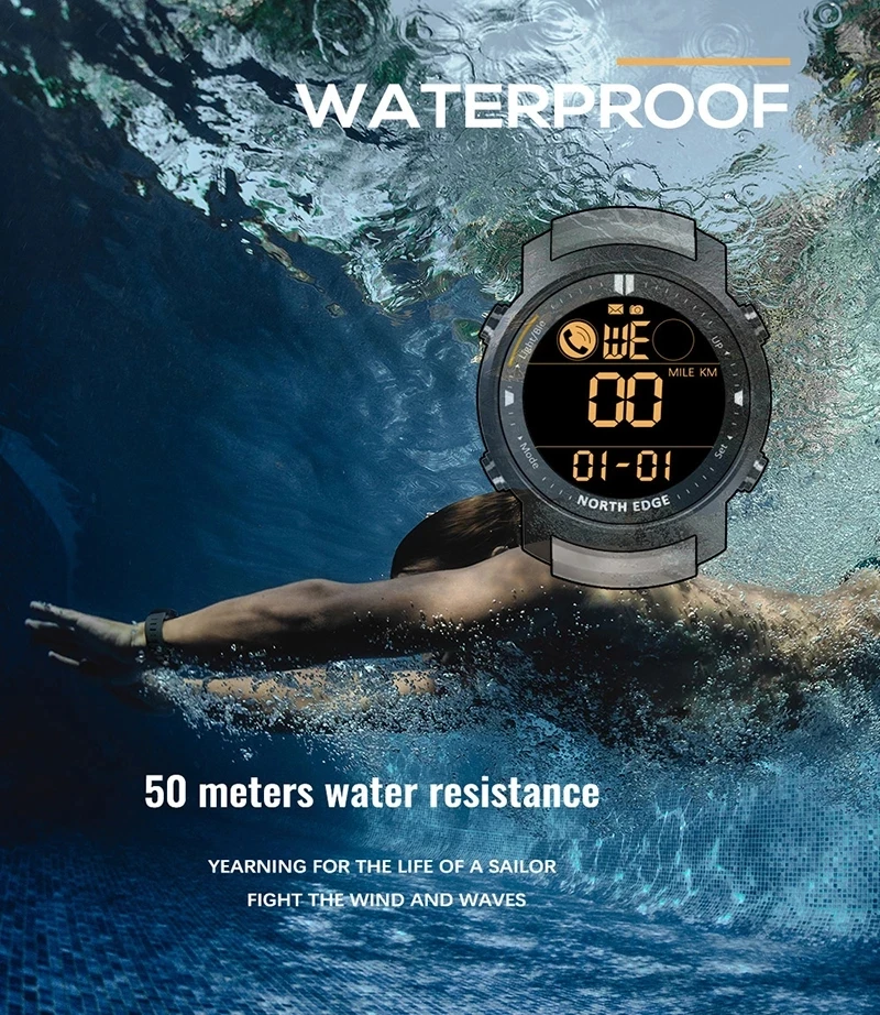 Północnej krawędzi męskie GPS Smartwatch monitorujący tętno wielu sport wodoodporny nurkowania 50M barometr wysokościomierz kompas zegarek GPS dla Android IOS