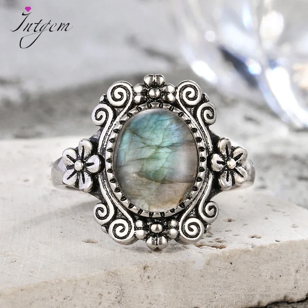 アクセサリー Vintage Silver Labradorite Ring 925 Vintage 925 Sterling Silver Faceted Labradorite Saddle Ring