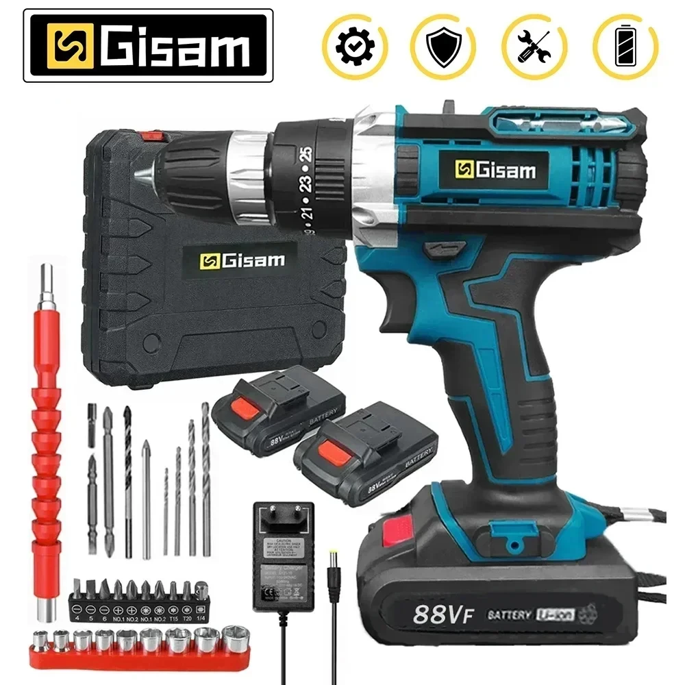 Gami perceuse à percussion sans fil tournevis électrique perceuse à percussion à main Rechargeable outil électrique 25 + 3 tournevis de couple batterie Li-ion
