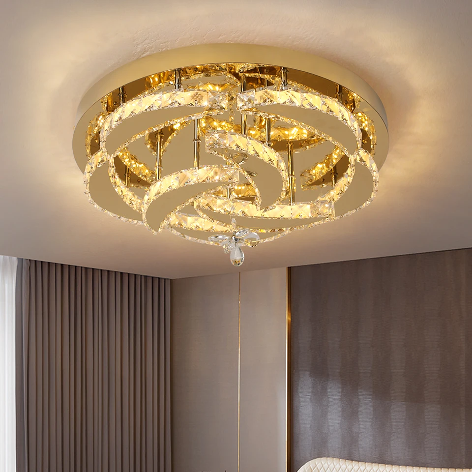 Dimmable LED Crystal Ceiling Lamp for Modern Decor