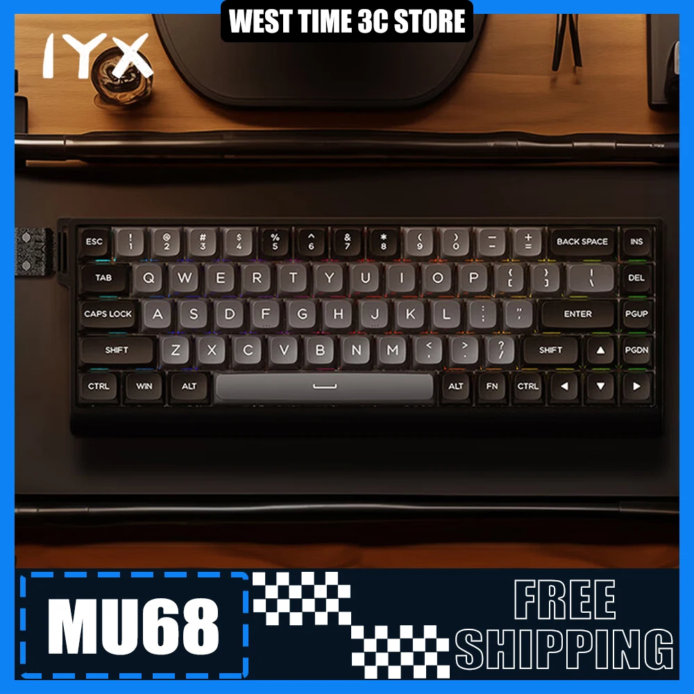 

IYX MU68 Magnetic Switch Gaming Keyboard 8000Hz Quick Trigger Aluminum Alloy RGB Mechanical Keyboard Hot Swap Pc Gamer Gifts