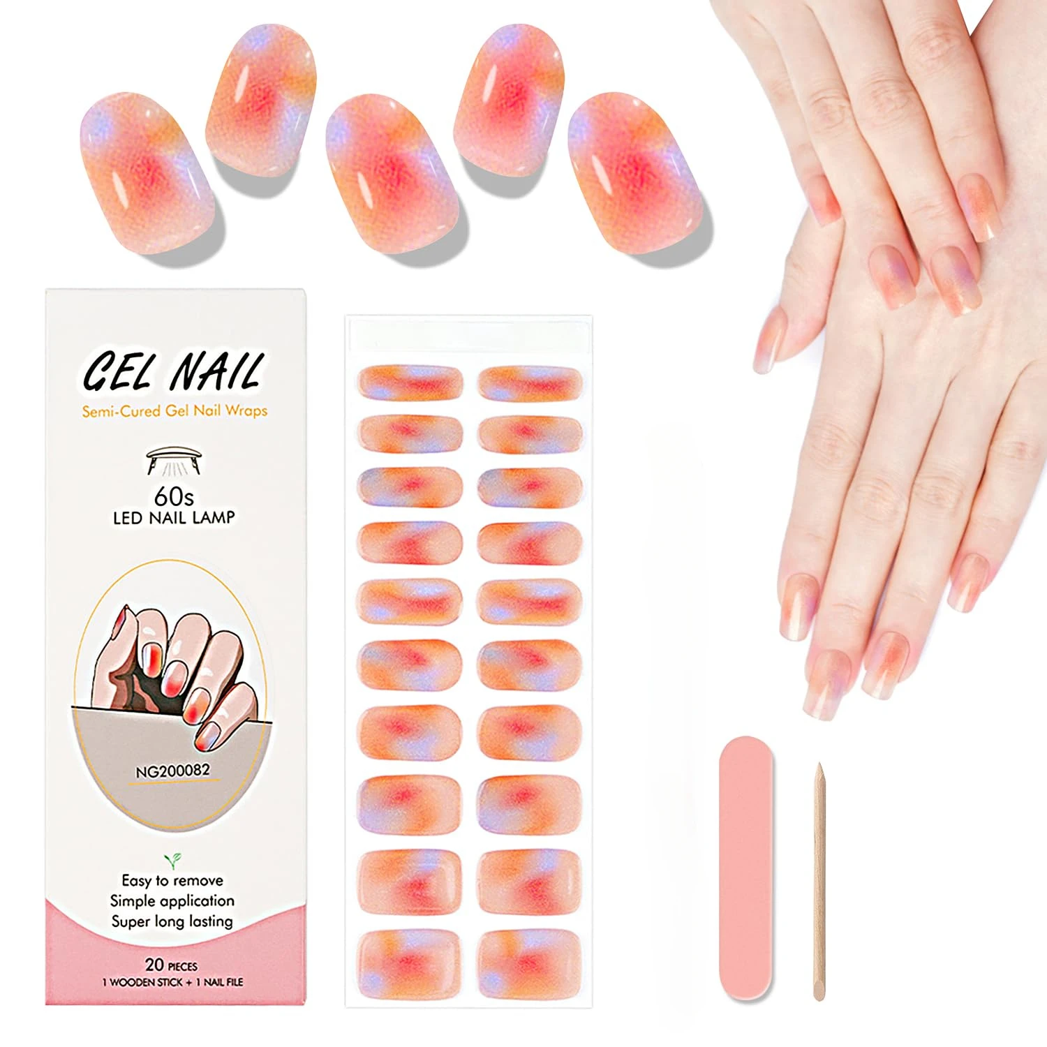 Premium Semi-Cured Nail Wraps Set - Waterproof, Long-Lasting Gel Nail Stickers