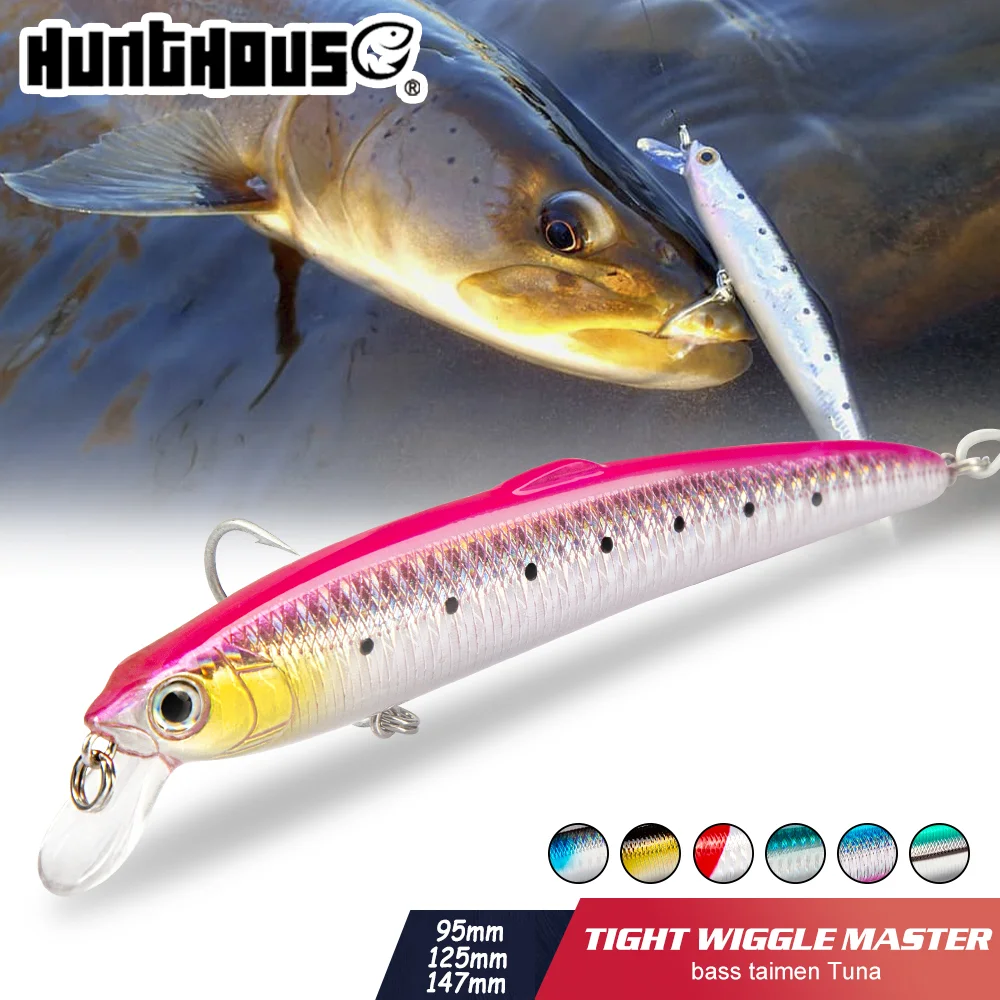 Hunthouse Schwimmender Minnow Meeresfischereiköder Jerkbait 95mm/8g 125mm/17,5g 147mm/27g Harter Köder für Hecht Wolfsbarsch Angelzubehör