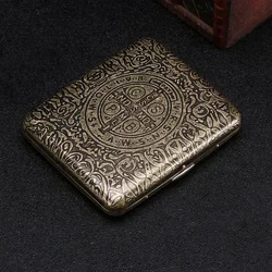 Retro Brass Cigarette Storage Box - Vintage Portable 20 - Capacity Smoking Accessory Container (C)