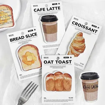 30 fogli foglietti adesivi creativi pane tostato caffè serie memo nota strappabile carta memo pad cancelleria scuola forniture per ufficio