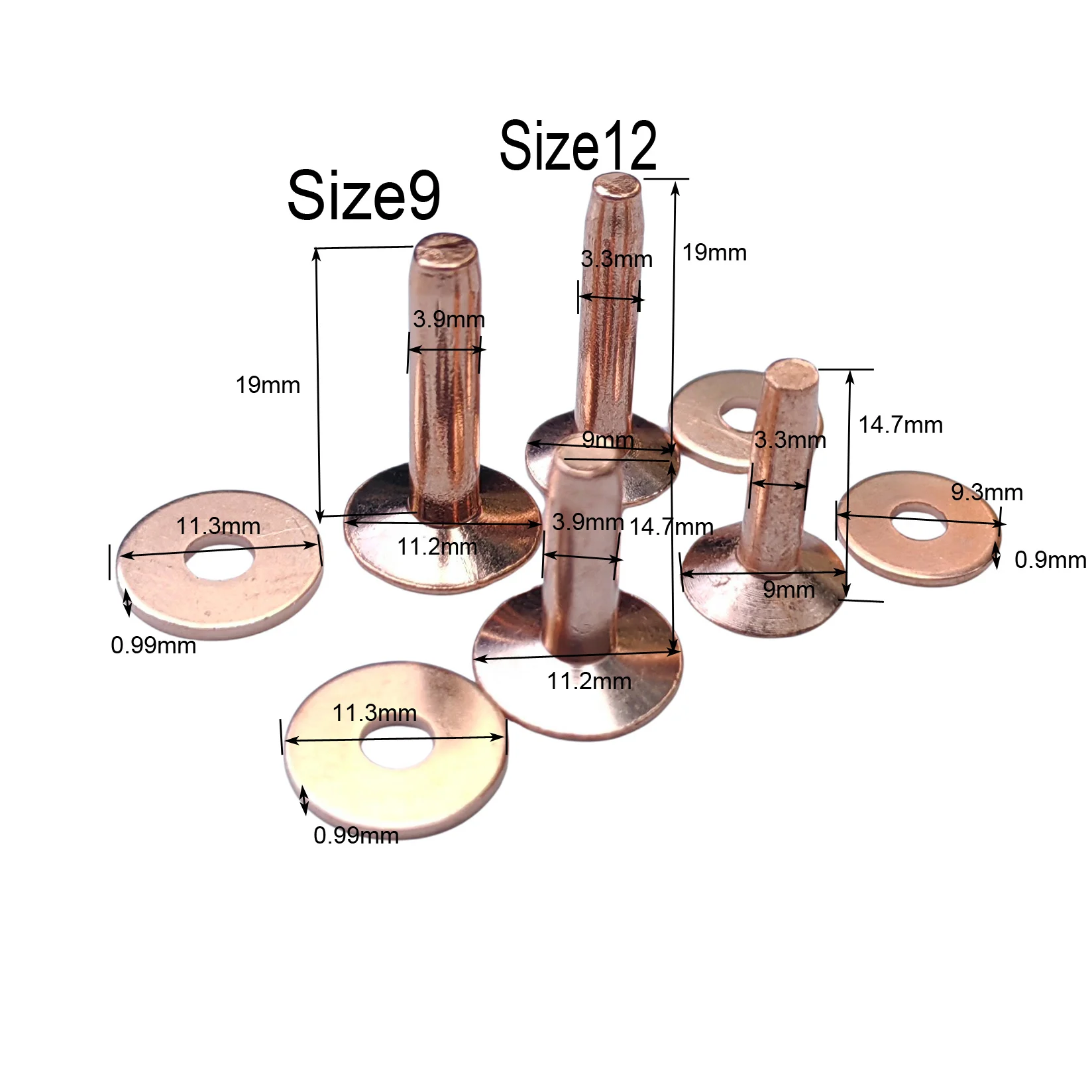 Copper Rivets and Burrs Heritage Rivet and Burr Setter Size 9 /12 Copper Rivet Fastener Install Setting 48pcs rivets with tools riveting tool set