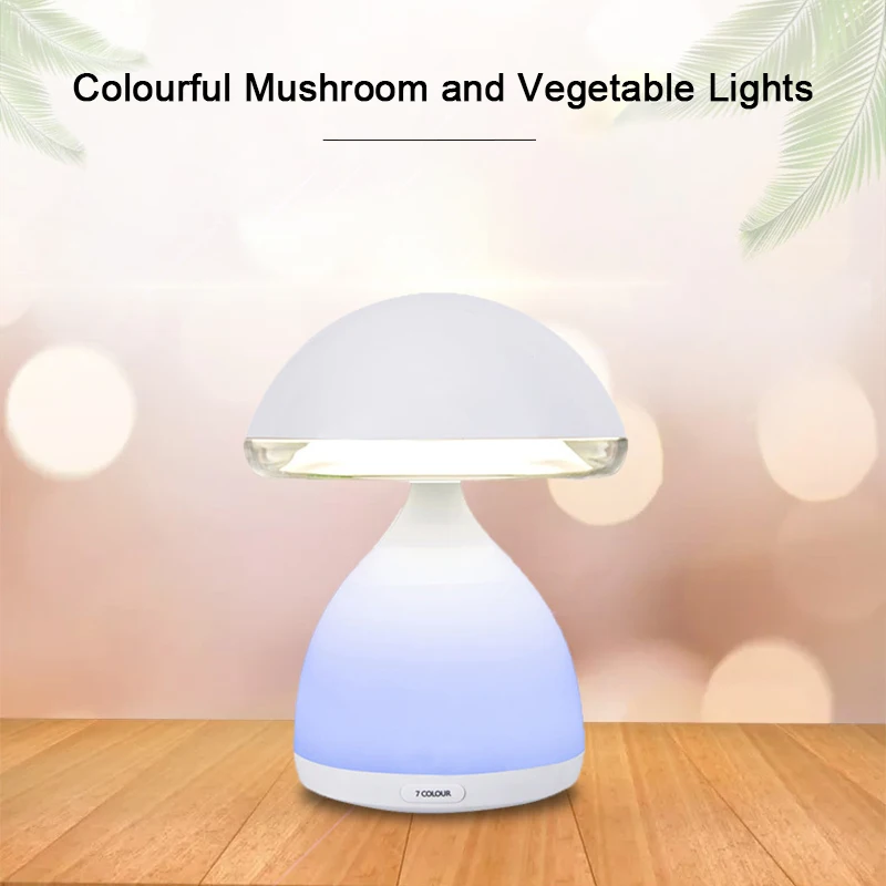 LED 버섯 소형 테이블 램프, 휴대용 USB 충전, 조도 조절 꽃 봉오리 램프, 침실 침대 옆 램프