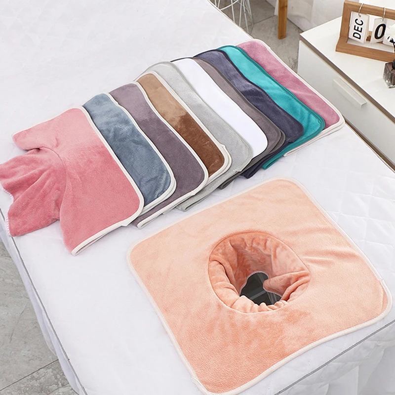 Thickened Beauty SPA Massage Table Planking Face Towel With Hole 1pc Bed Bandana Cosmetic Towels Warmer for Spa 35*35cm