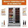 24 inch Dual Zone Drink Fridge with Glass Door, 3 Color LED Lights Wine Cooler for Beer Soda for Home Office Bar Bedroom 3