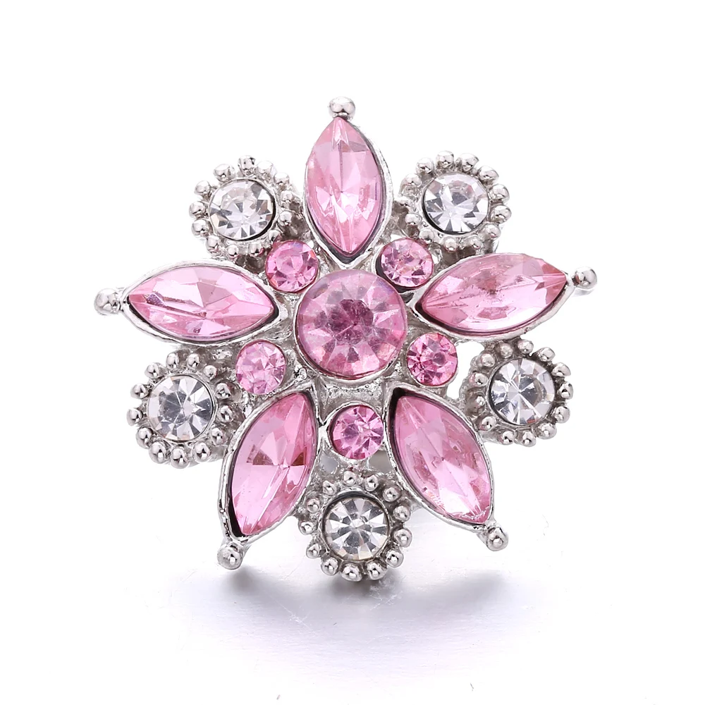 20pcs Snap Jewelry Crystal Rhinestone Flower Snap Buttons Fit 18mm Snap Button Bracelet Bangle Interchangeable Jewelry