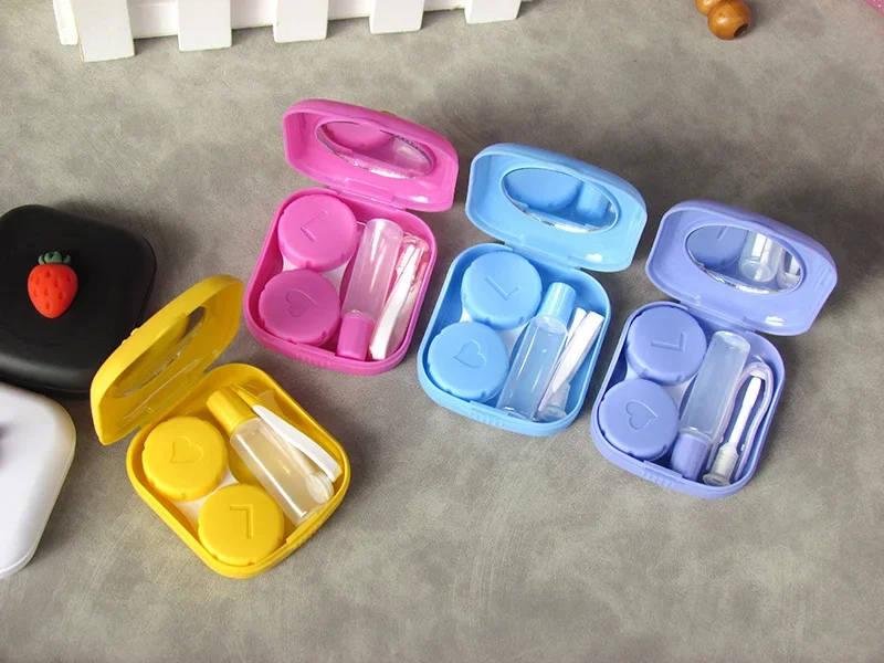Mini Contact Lens Case Fashion Fruit Women Travel Kit Easy Carry Mirror Colored Contact Lenses Box Case Container contact lens case