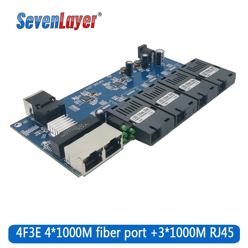 סיבים אופטי מתג 4 SC 31000M RJ45 תעשייתי כיתה Gigabit Ethernet מתג 4F3E יחיד מצב יחיד סיבי PCB
