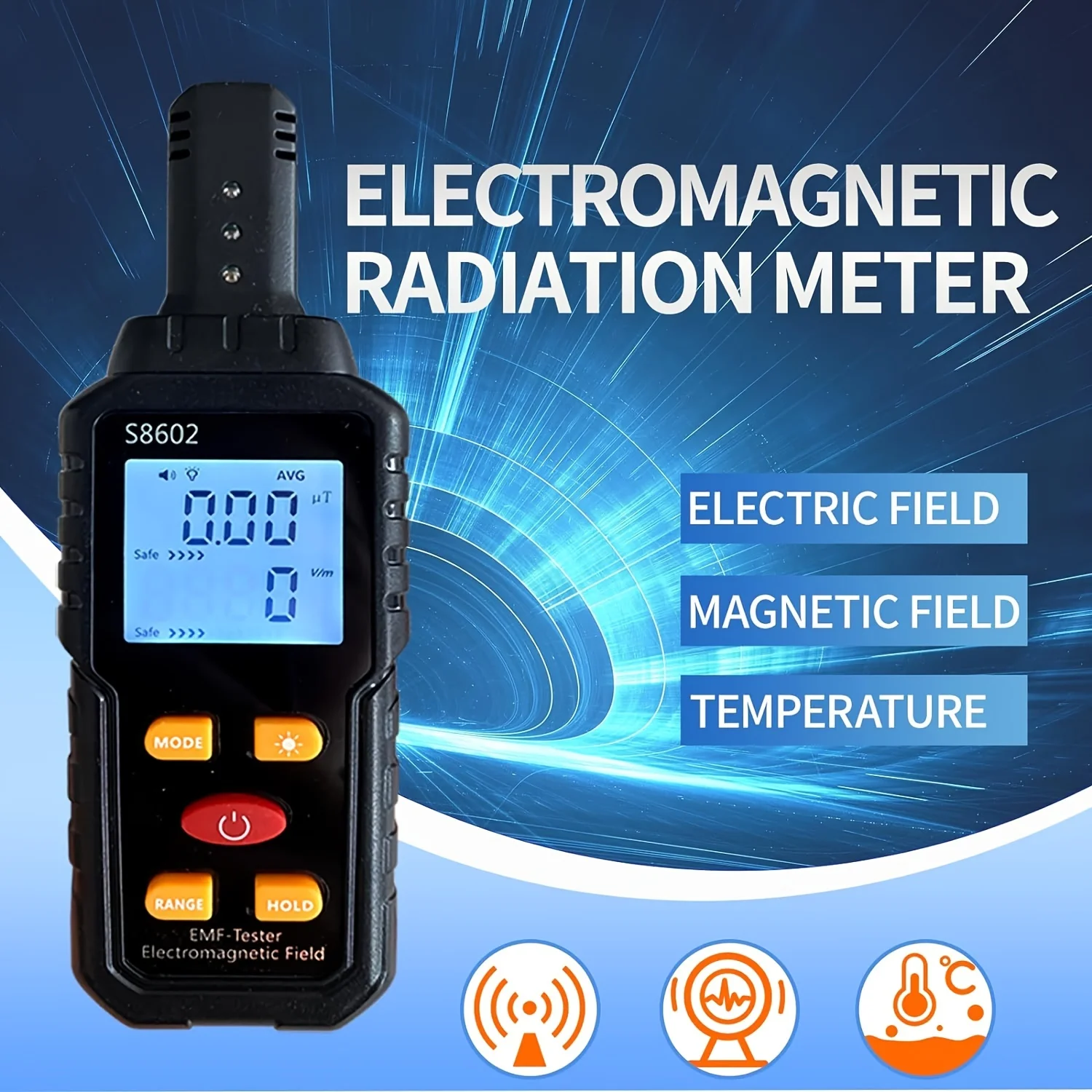 휴대용 전자기파 방사선 감지기 EMF 방사선 테스터, 소리 알람 기능이 있는 휴대용 디지털 미터, 유령 탐사용