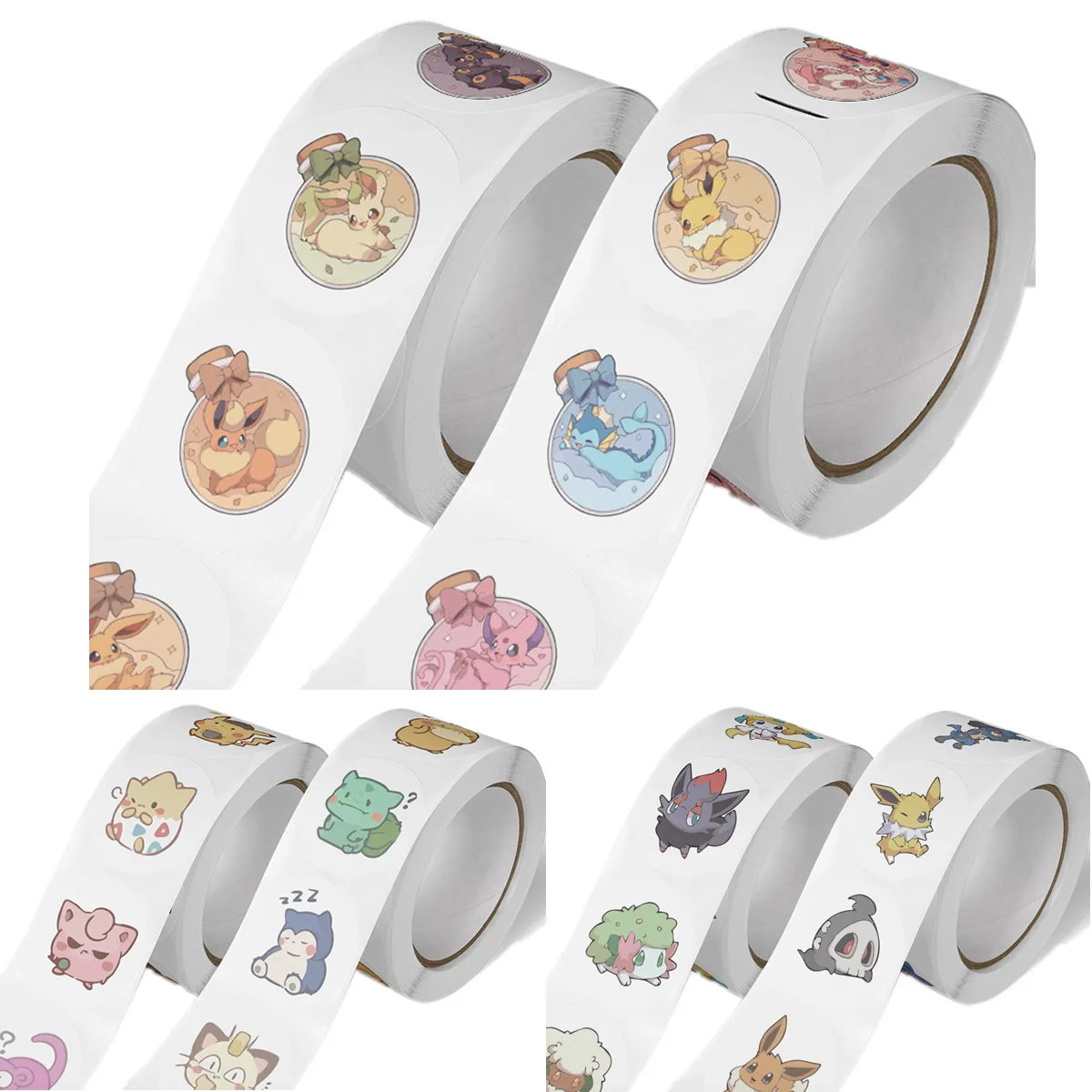 500 stücke Rolle Cartoon Pokemones Aufkleber Kawaii Anime Eevee Diy Pvc Laptop Aufkleber Dekoration Stiker Kinder Belohnung Spielzeug Mädchen Geschenk – Detail 2