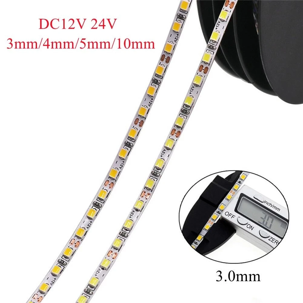 Ultra thin Narrow 3mm 4mm 5mm 8mm LED Strip CCT RGB 12V 24V 120/240Leds/m Flexible LED Tape