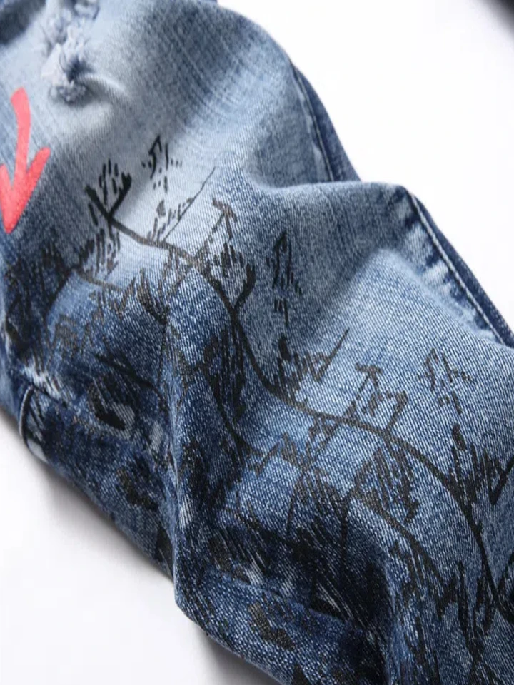 Men's Comfortable Ripped Skinny Bike Jeans