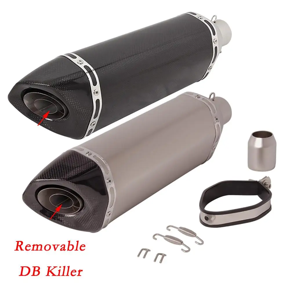 

51MM Universal Motorcycle Exhaust Pipe Escape Muffler Silencer For Dirt Street Bike Stainless Steel Carbon Fibre With DB Killer