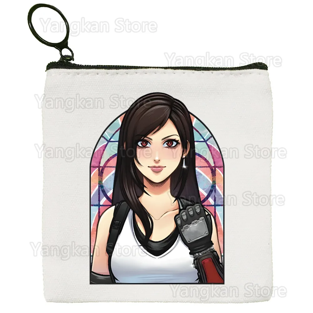 Final Fantasy 7 FF7 Coin Purse Canvas Student Wallet Coin Case Zipper Hand Female Key Case